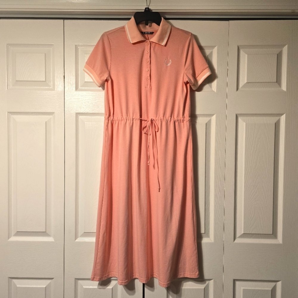SHEIN Women's Dusty Pink Rib-knit Collar Short Sleeve Midi Polo Dress size XS